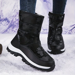 Women's Non Slip Chunky Snow Boots Warm High Top Zipper Hiking Boots