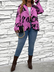 Women's Letter Print Long Sleeve Lapel Blazer