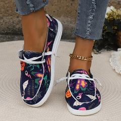 Halloween Pumpkin Ghost Pattern Slip On Loafers Shoes