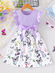 Toddler Girls Butterfly Graphic Princess Dress For Party Vacation