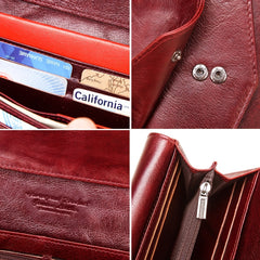 HUMERPAUL Women's Leather Wallet Envelope Clutch RFID Snap Closure