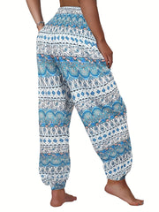 Floral Print Baggy Jogger Casual Pants Elastic Waist