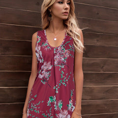 Floral Print V Neck Tank Top Sleeveless Summer Casual Women's Clothing