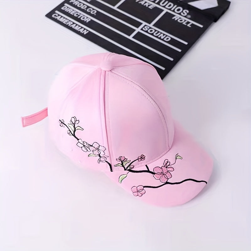 Vintage Embroidery Sun Hat Plum Baseball Cap Spring Duck Tongue Cap