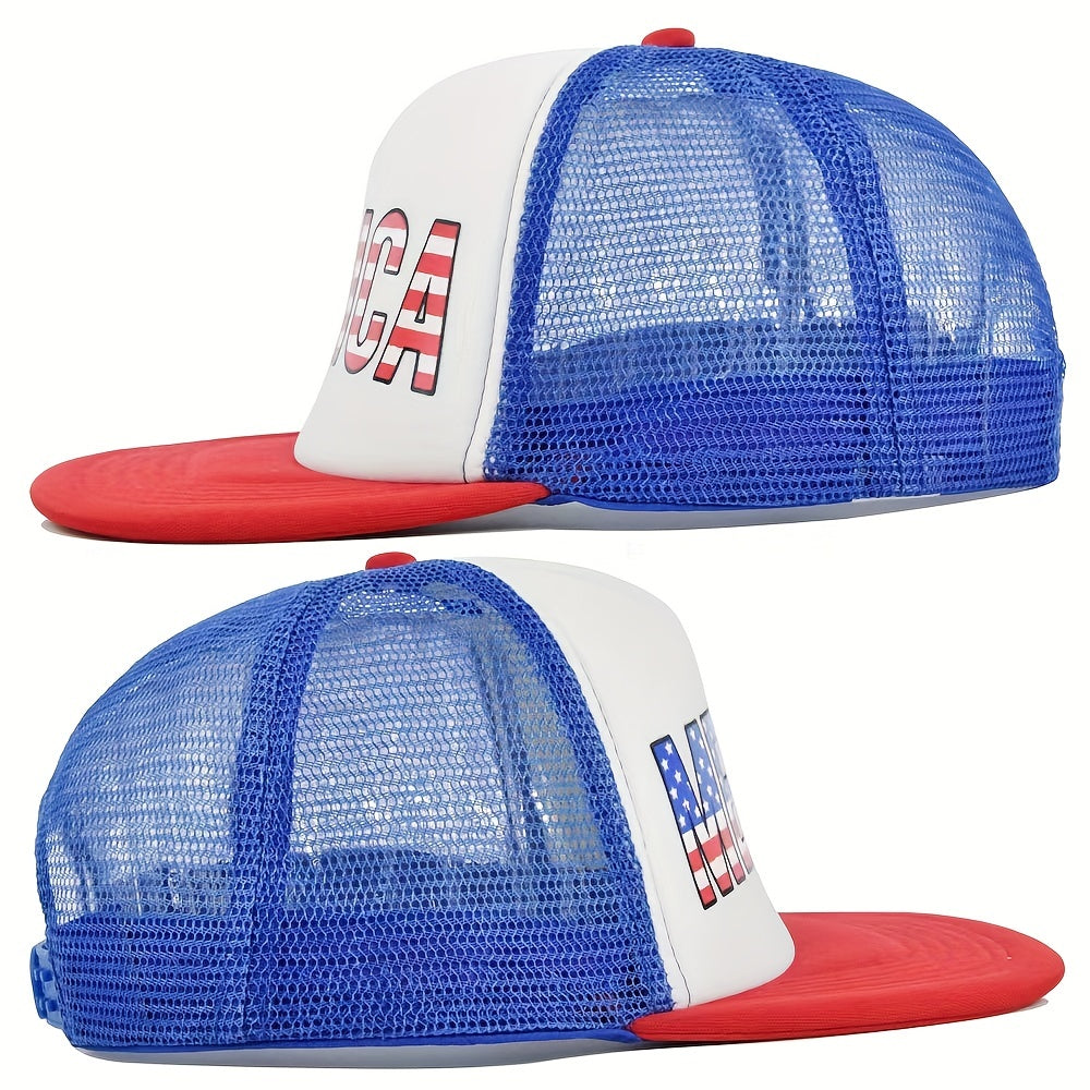 MERICA Flag Print Trucker Hat Mesh Baseball Cap Hip Hop Sunshade Dad Hats