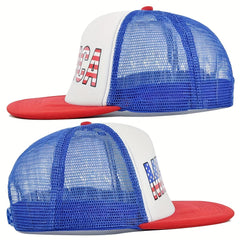 MERICA Flag Print Trucker Hat Mesh Baseball Cap Hip Hop Sunshade Dad Hats
