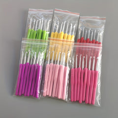 8pcs Soft Handle Aluminum Crochet Hooks Set for Arthritic Hands