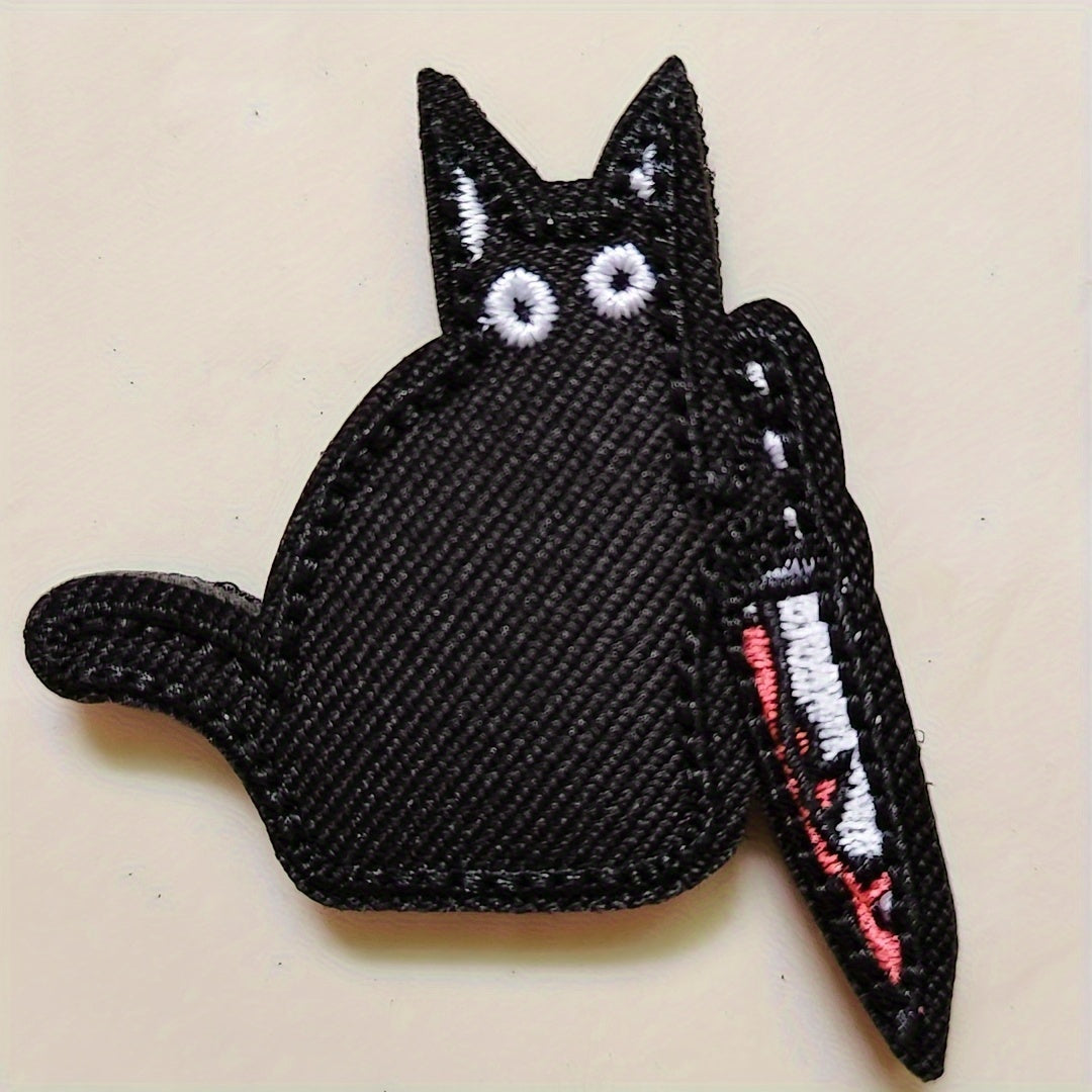 Cat With Patch Embroidered Applique For Backpacks Jackets