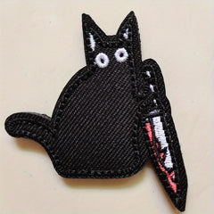 Cat With Patch Embroidered Applique For Backpacks Jackets