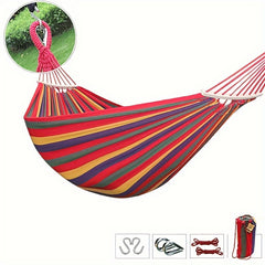 Portable Canvas Hammock with Wooden Rod for Camping