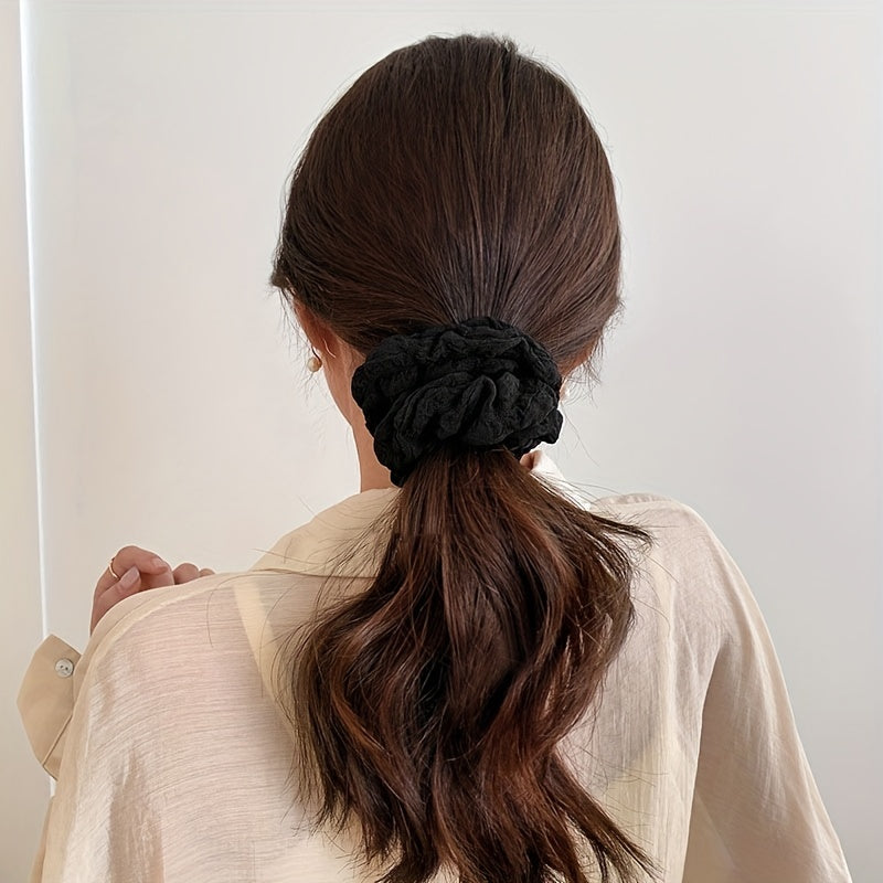Large Flower Scrunchie Hair Tie Retro Crinkle Bun Hair Rubber Band Accessory