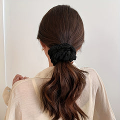 Large Flower Scrunchie Hair Tie Retro Crinkle Bun Hair Rubber Band Accessory