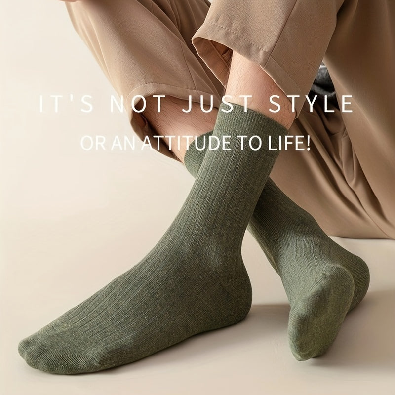 Men's Solid Casual Mid-calf Socks for Business Wear