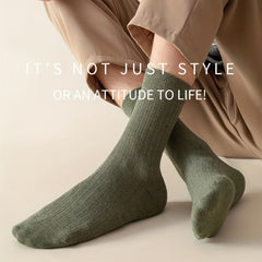 Men's Solid Casual Mid-calf Socks for Business Wear