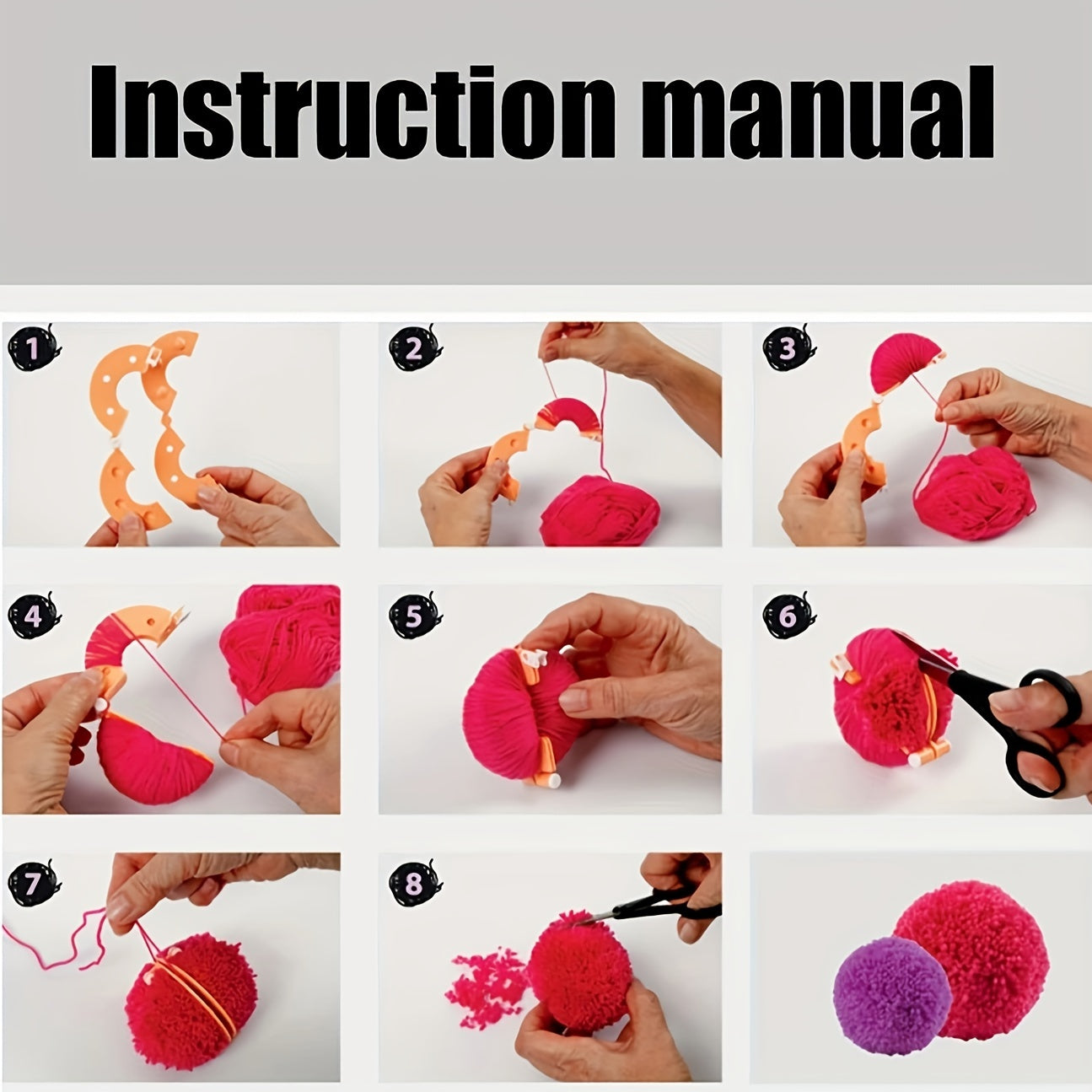 8pcs Pom Pom Knitting Tools Halloween Christmas For Mom Wife