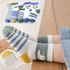Kids Cartoon Animal Pattern Crew Socks - Thin and Breathable - Spring/Summer