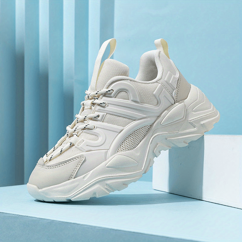 Women's Mesh Sneakers Low Top Lace Up Platform Shoes