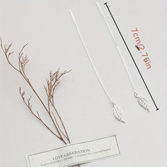 Silver Tassel Leaf Dangle Threader Earrings For Women