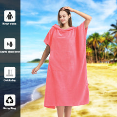 Quick Dry Hooded Towel Robe with Pocket for Swimming Surfing Unisex