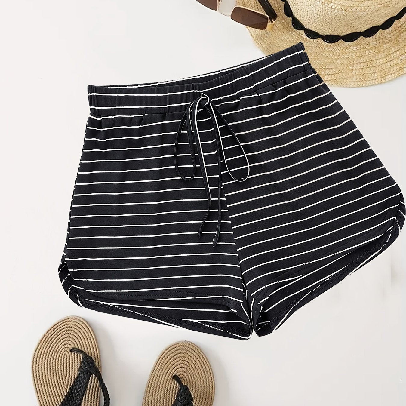 Striped Drawstring Shorts for Women