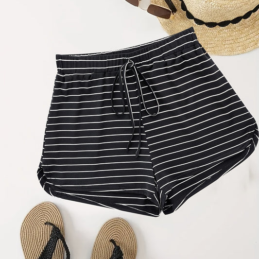 Striped Drawstring Shorts for Women