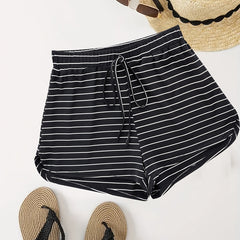 Striped Drawstring Shorts for Women