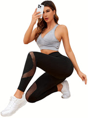 Mesh High Waist Tummy Control Fitness Pants Hip Lifting Sports Leggings