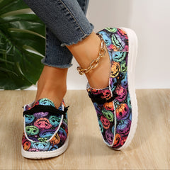 Women's Pumpkin Pattern Flat Loafers Halloween Comfy Slip On Shoes