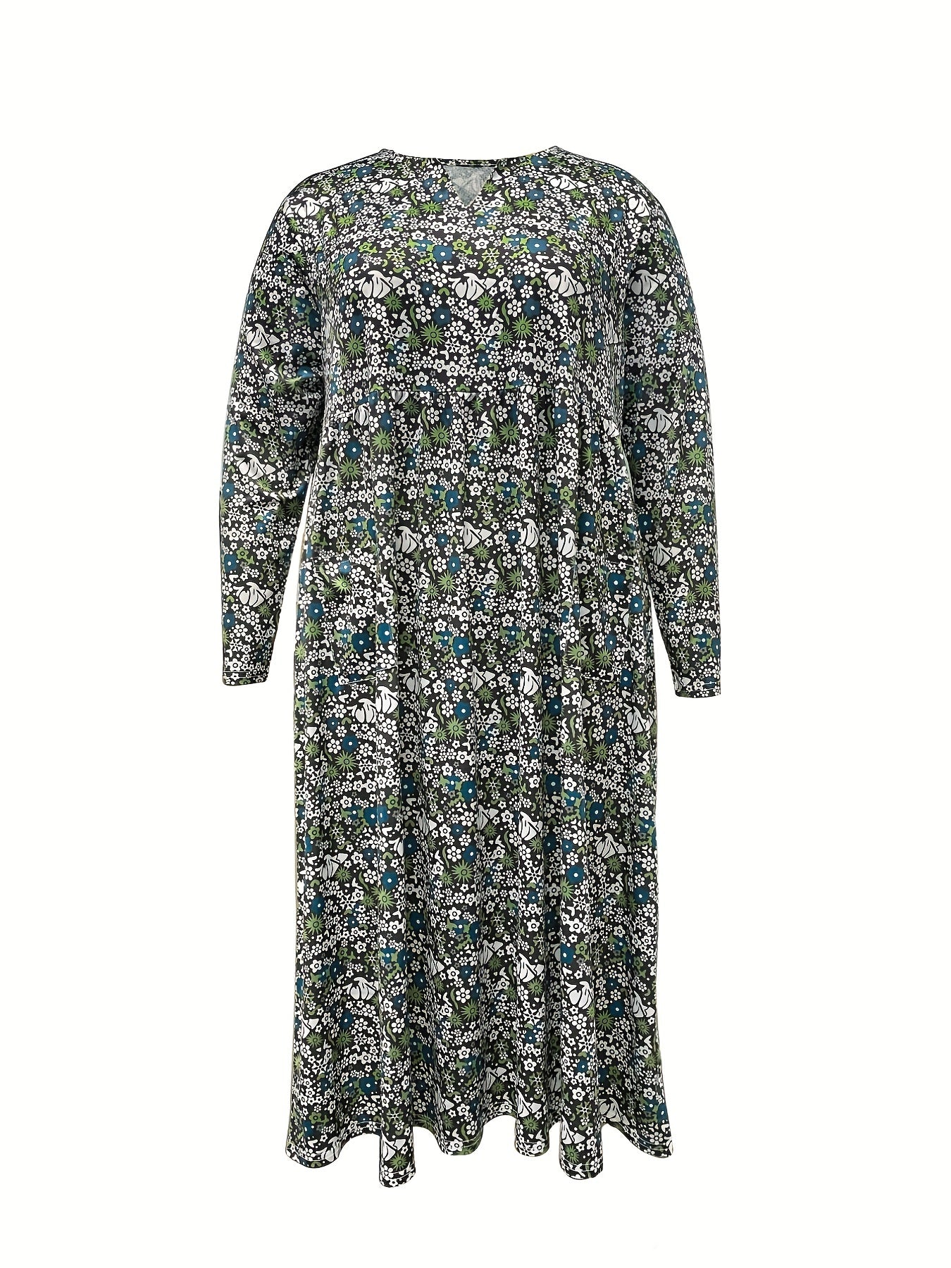 Floral Print Long Sleeve Dress with Pockets