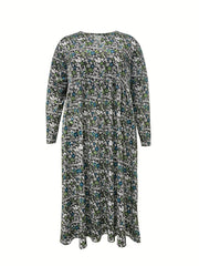 Floral Print Long Sleeve Dress with Pockets