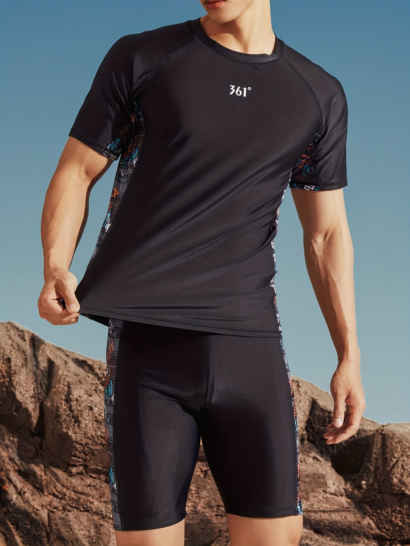Men's Swimsuit Set 2Pcs Compression Workout Quick Dry Short Suits