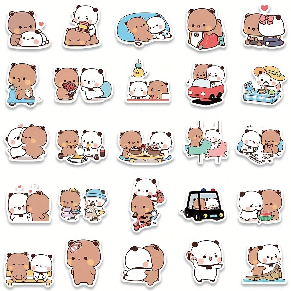 50pcs Cartoon Bears Graffiti Stickers No Repeat Waterproof Sticker