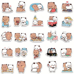 50pcs Cartoon Bears Graffiti Stickers No Repeat Waterproof Sticker