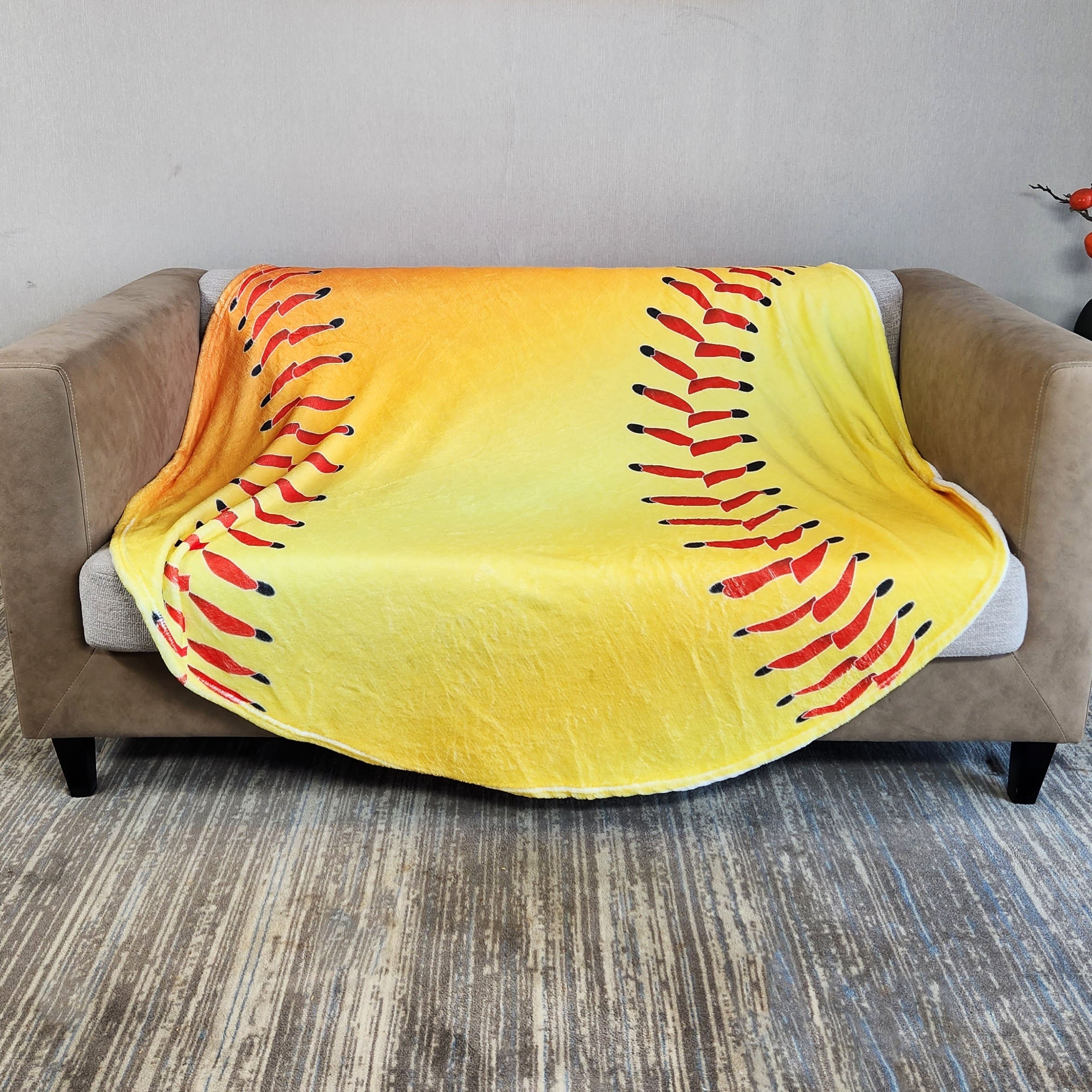 Yellow Baseball Printed Blanket - Soft & Warm Flannel Material