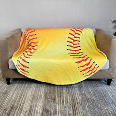 Yellow Baseball Printed Blanket - Soft & Warm Flannel Material