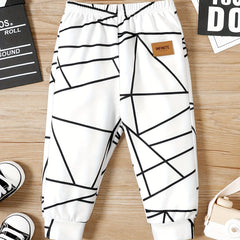 Baby Boy Geometric Print Pants with Leather Patch
