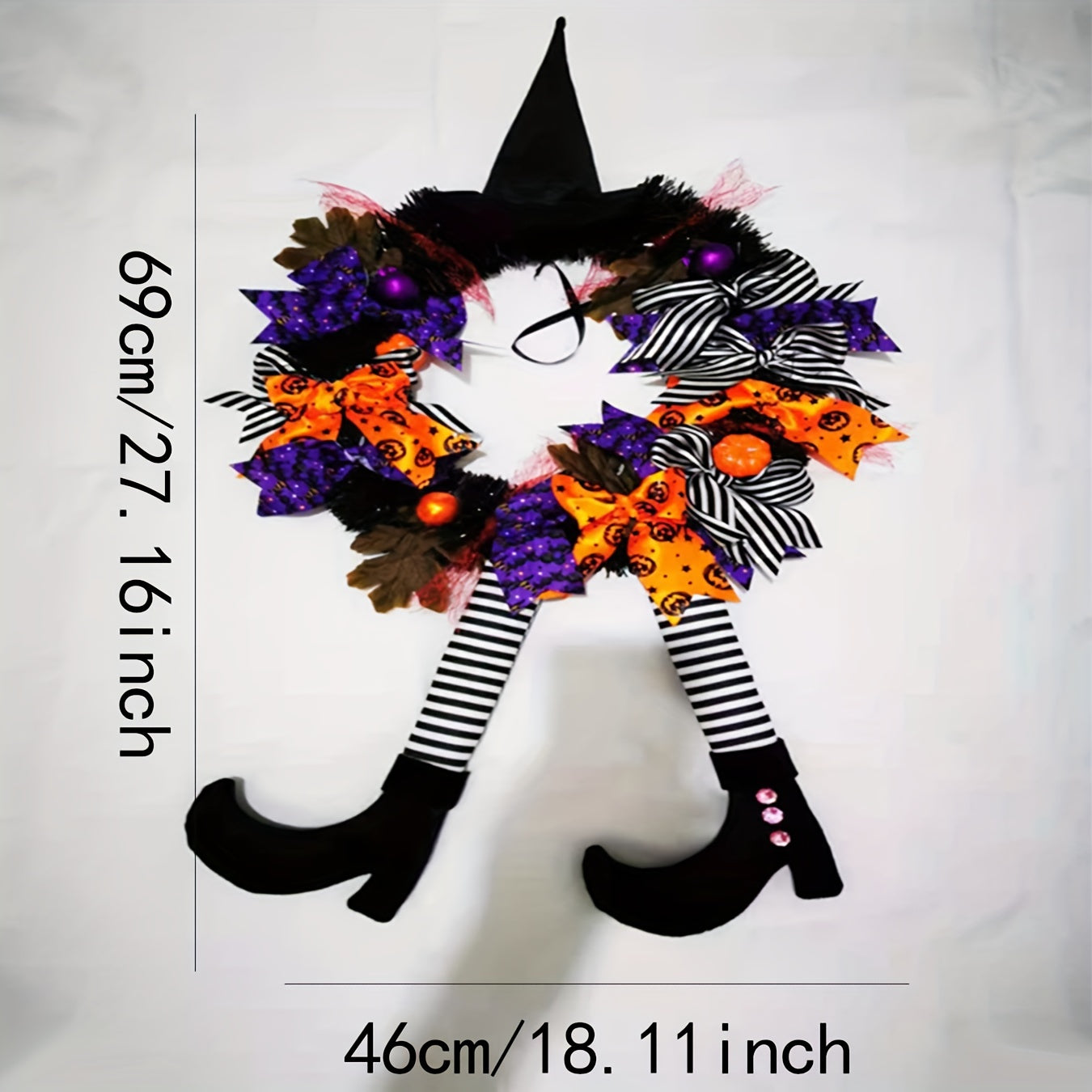 Halloween Witch Wreath Harvest Wizard Door Hanging