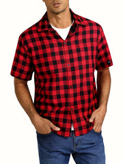 Men's Casual Plaid Short Sleeve Shirt