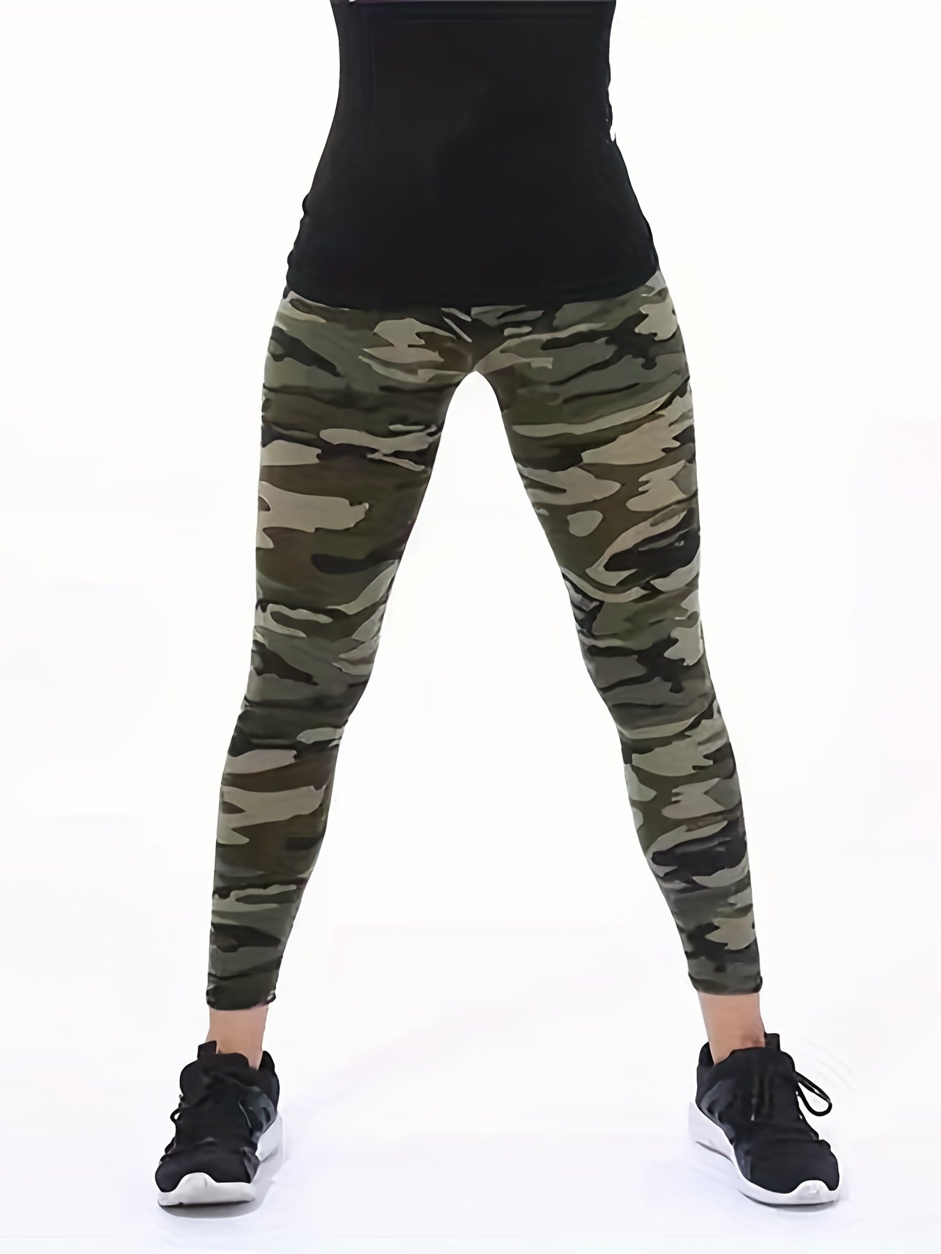 High Rise Camo Leggings Medium Stretch Skinny Fitness