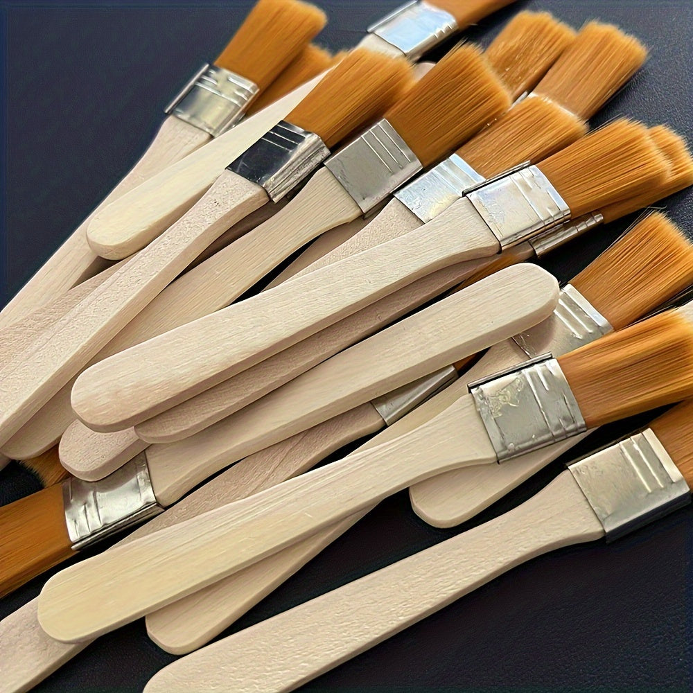 6pcs Nylon Paint Brush Short Wooden Rod Art Supplies