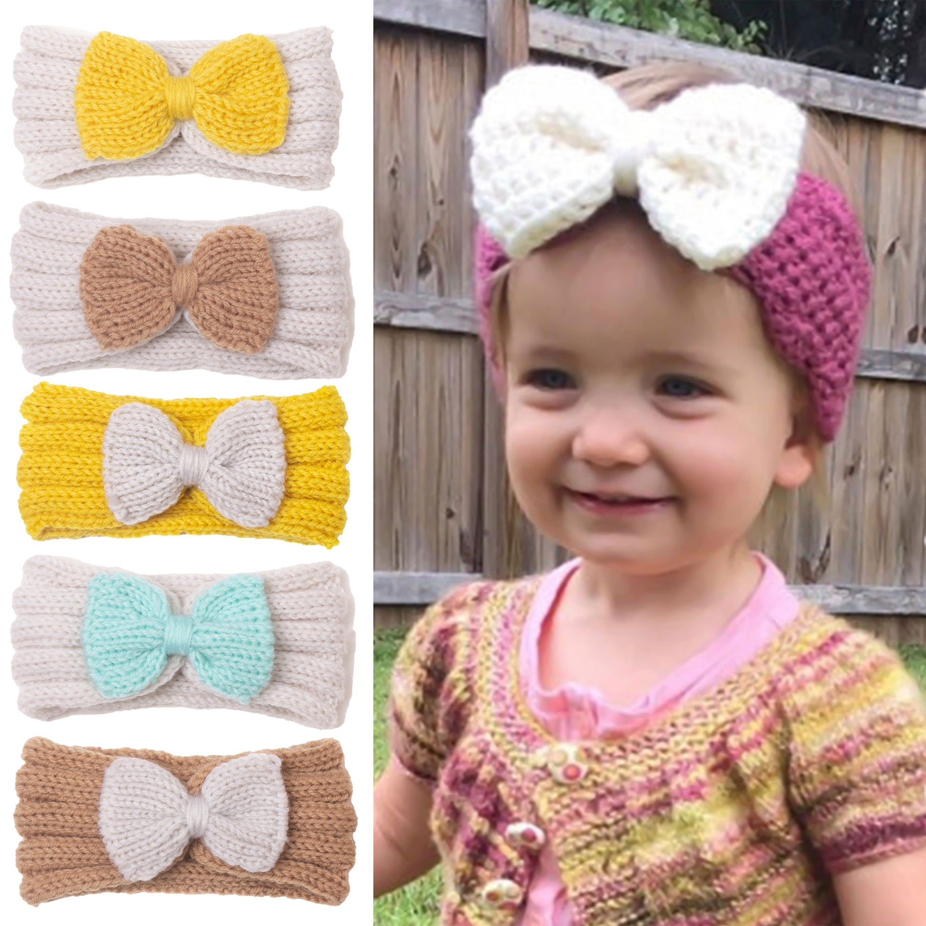 Wool Bow Baby Headband 0-2 Years Old
