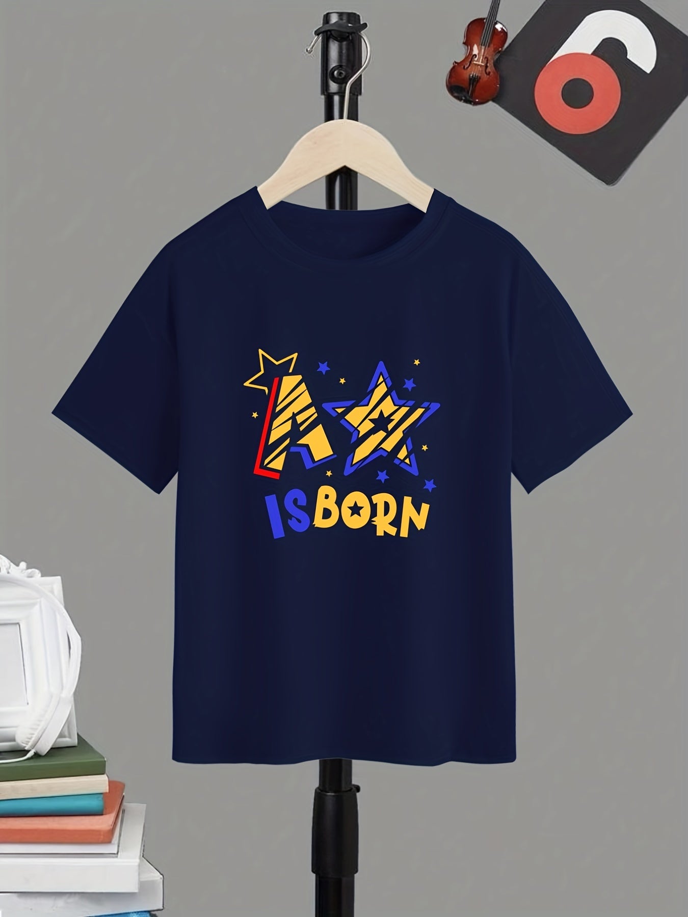 A Star Is Born Boy's Letter Print T shirt Active Short Sleeve Tee