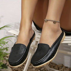 Women's Hollow Out Mules Flat Backless Loafers Slip On Shoes