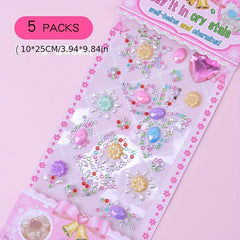 Children's 3D Crystal Stickers Baby Princess Reward Gem Sticky Stickers