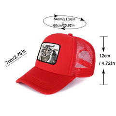 Tiger Embroidery Pattern Mesh Hat Sunshade Baseball Cap