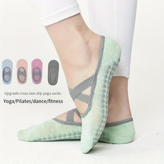 Cozy Non Slip Yoga Socks with Criss Cross for Women