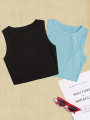 2 Pack Y2K Sleeveless Crop Tank Tops Summer Women's Clothing