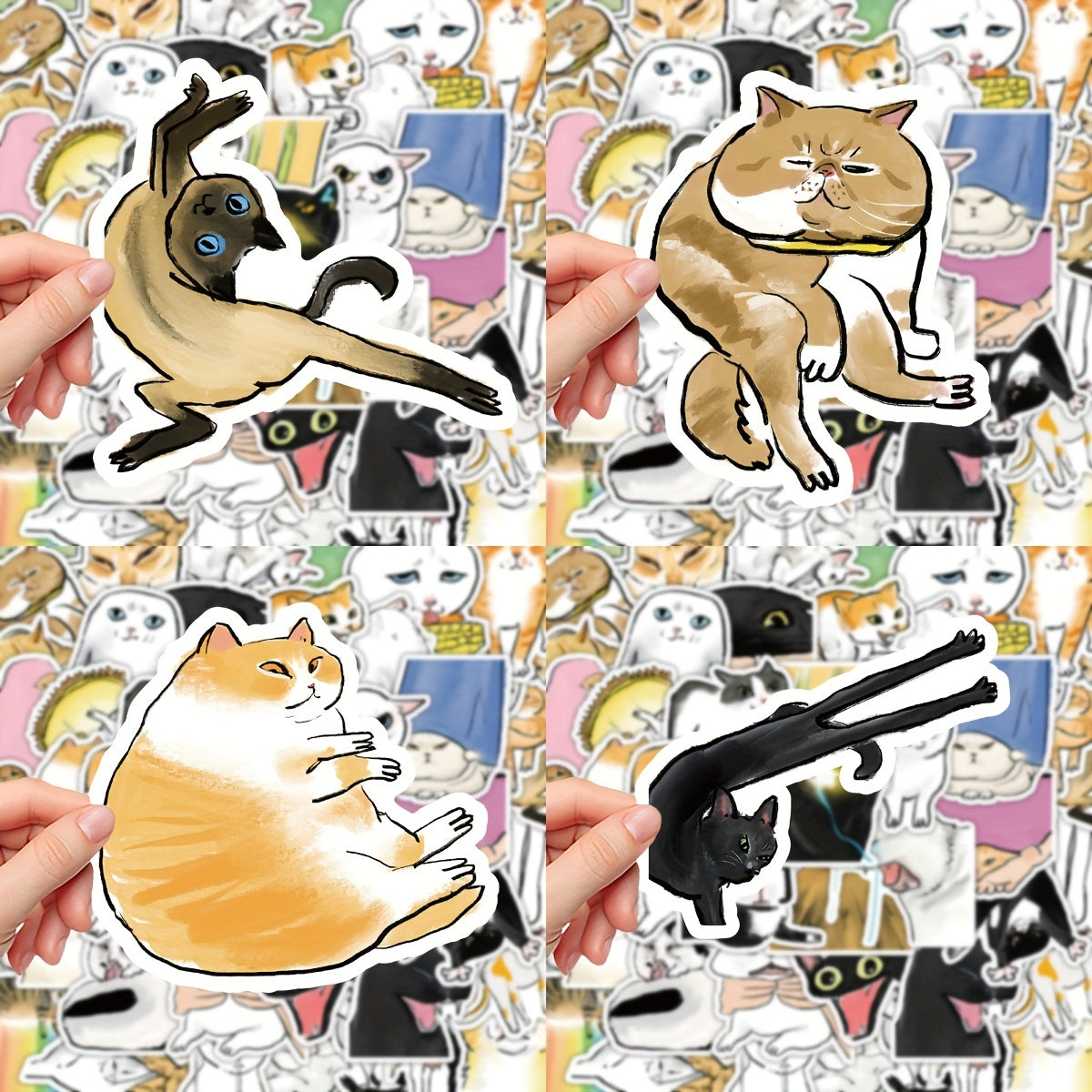 60pcs Funny Kitten Graffiti Stickers for Laptop Desk