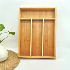 Bamboo Cutlery Drawer Divider Box for Forks Spoons Knives and Chopsticks