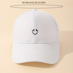 Smiling Face Embroidery Baseball Cap Unisex Solid Couple Dad Hats Adjustable Sun